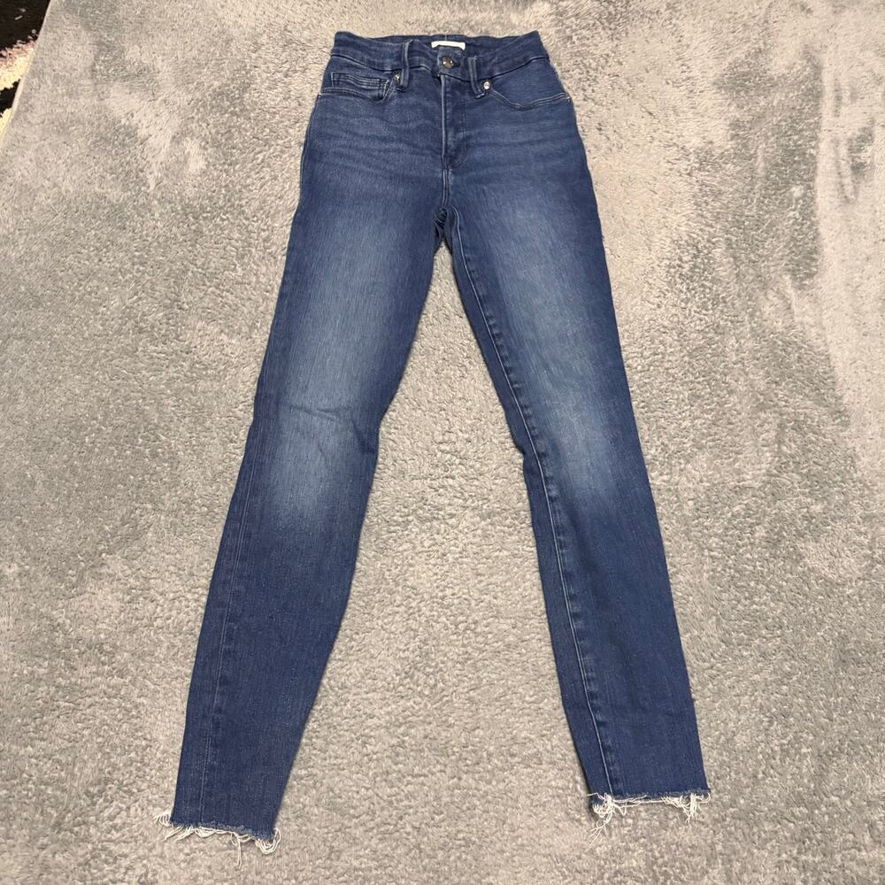 Good American Jeans Womens 0 /25 x 27 Ankle Stretch Blue Denim